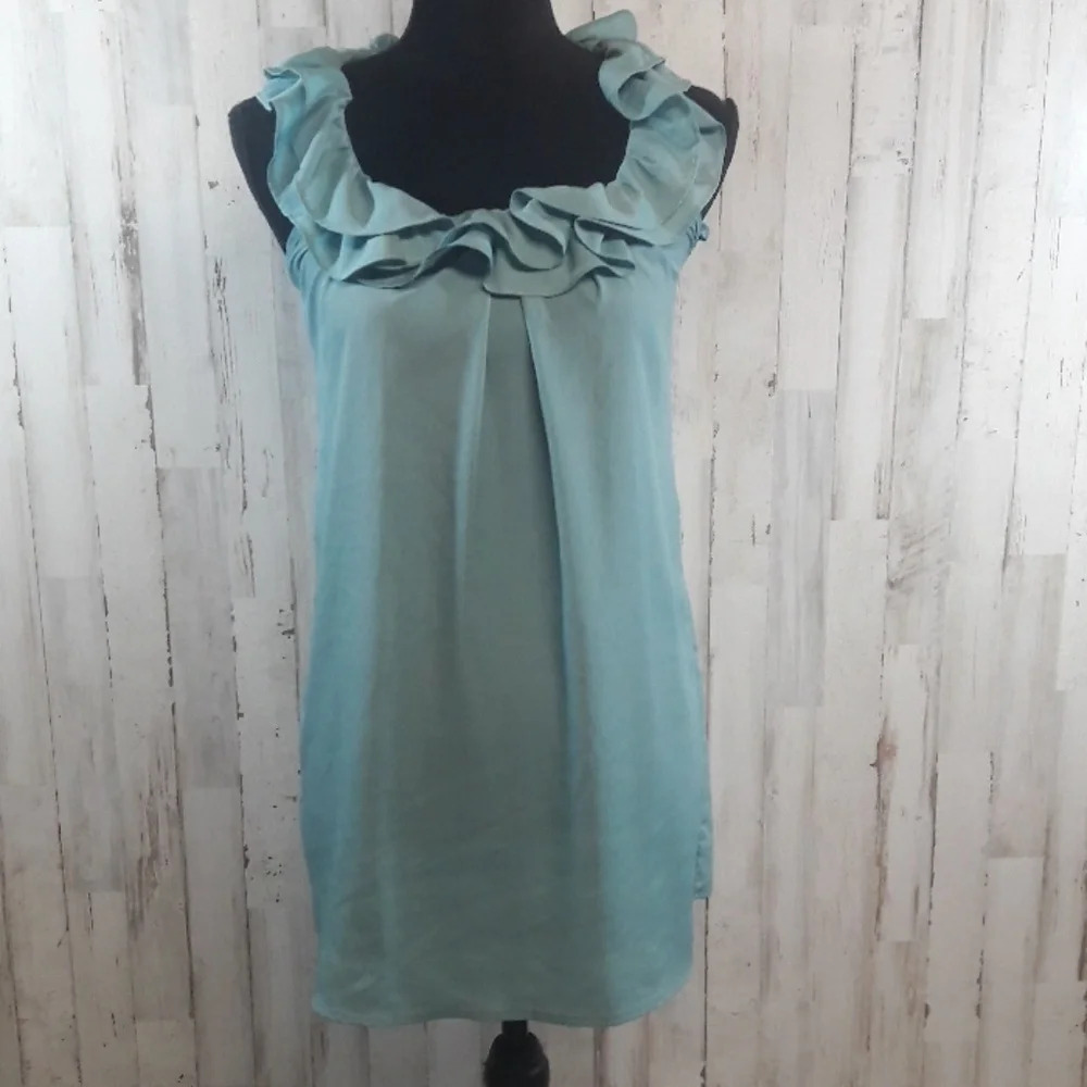 Anthro Pins and Needles Ruffle Tank Top Aqua UO